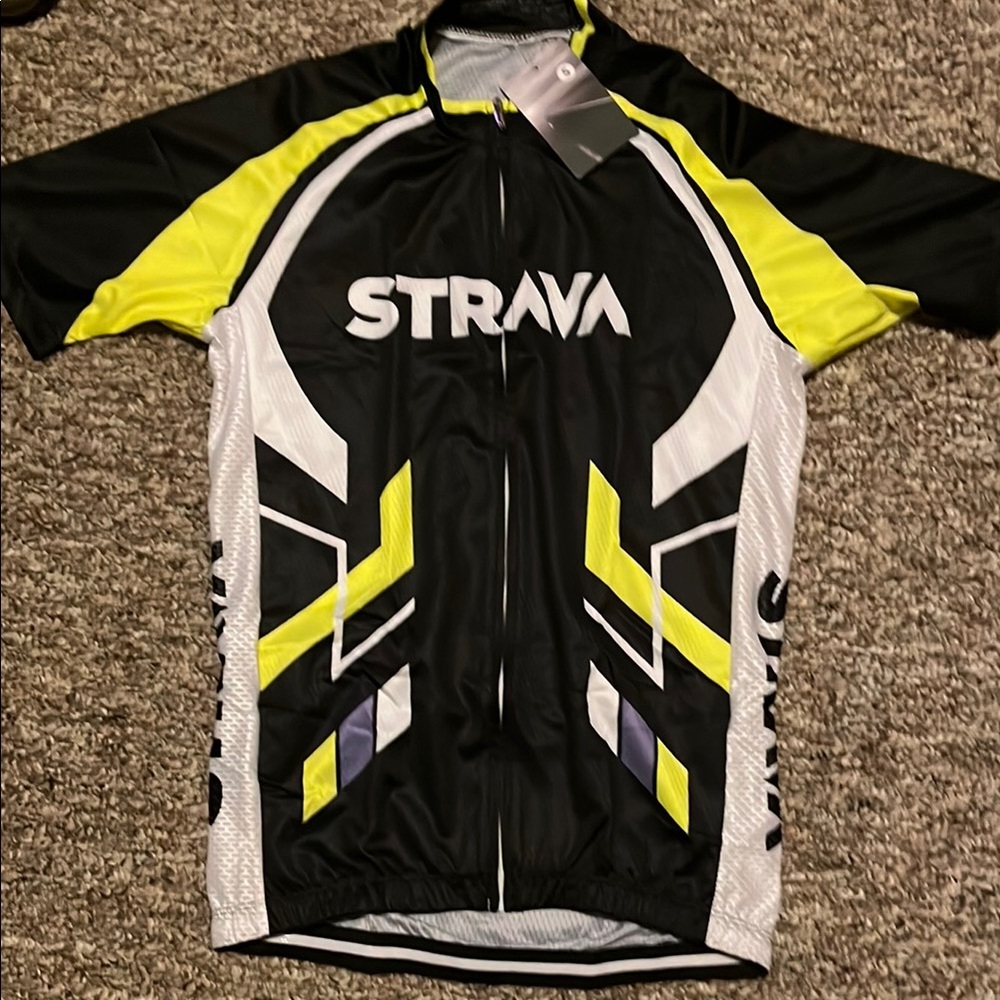 Strava Black and Yellow Cycling Jersey